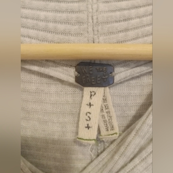 Free People Lover Ribbed Long Sleeve Slouchy Knit Oversized Top Gray Size Small - Picture 6 of 9